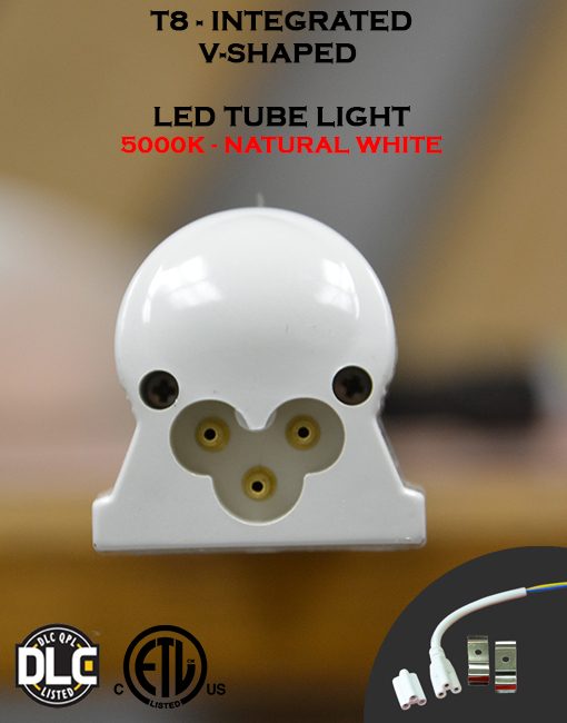 4FT 36W T8 V Shape Integrated LED Replacement Clear Tube Light 6500K ETL cETL 