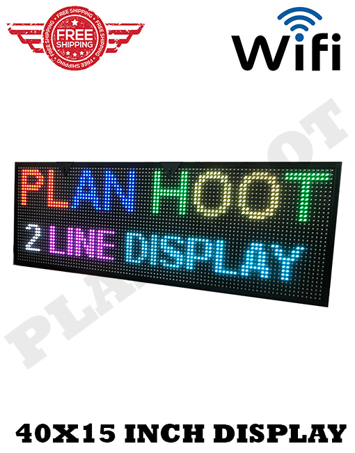 40X15 Inch Yellow WIFI SEMI-OUTDOOR INDOOR LED SCROLLING SIGN SUPER FAST SHIP 