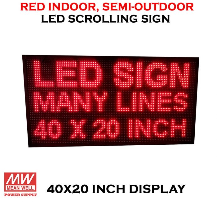 40" x 6.3" RED LED Sign Programmable Scrolling Window Message Display Indoor 