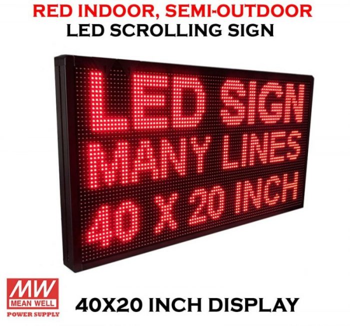 40 x 8 inch Red LED Name Badge Tag Sign Display Moving Scrolling Message 