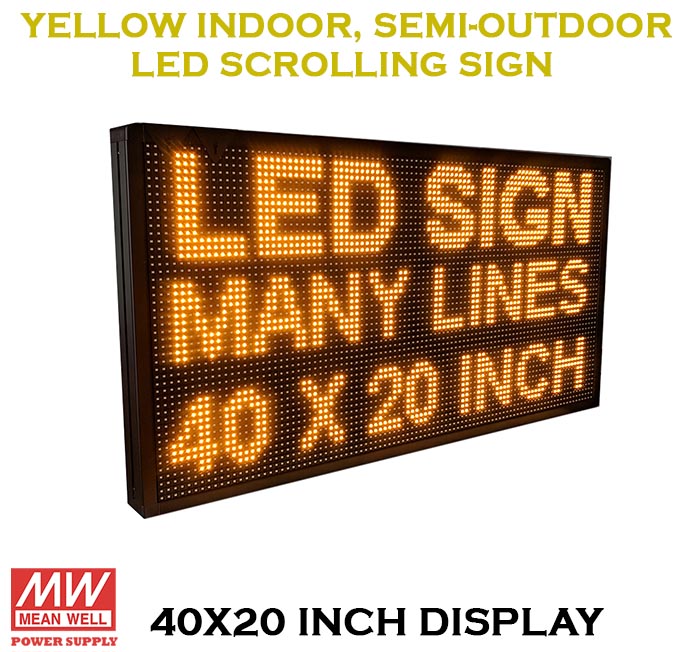 Yellow 40X20 Inches LED Scrolling Sign with Wifi Connectivity