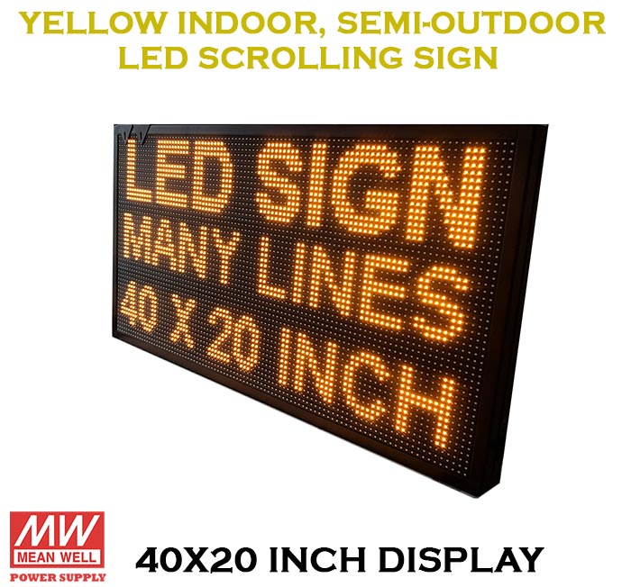 Yellow Led Scrolling Sign 40" x 15" Outdoor LED Sign For Business Advertising 