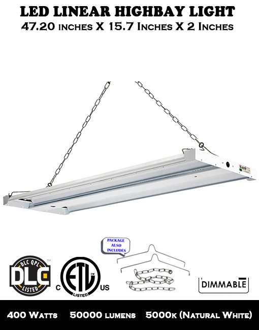 400W 50000 Lumens 5000K LED Linear Highbay Light for Warehouses